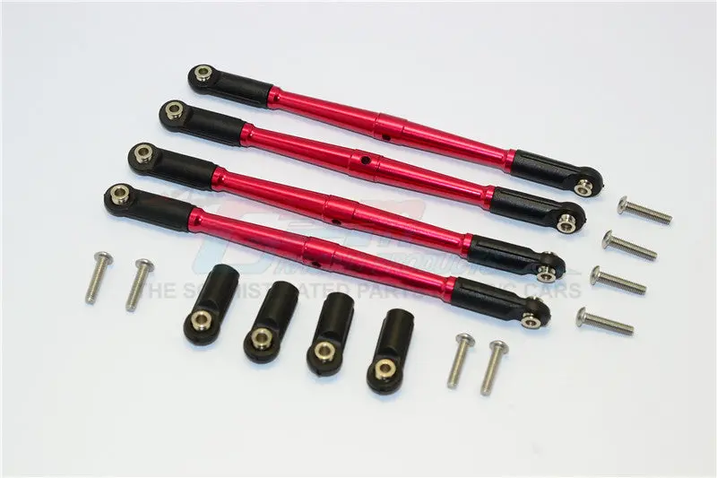 Traxxas E-Revo Brushless / Summit / Revo / Revo 3.3 Aluminum Front/Rear Anti-Clockwise Thread Link Rod - 4Pcs Set Red 1