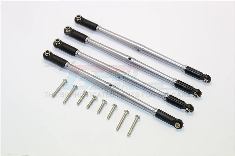 Traxxas E-Revo Brushless / Summit / Revo / Revo 3.3 Aluminum Front Steering And Rear Supporting Links - 4Pcs Set Gray Silver 1