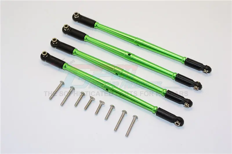 Traxxas E-Revo Brushless / Summit / Revo / Revo 3.3 Aluminum Front Steering And Rear Supporting Links - 4Pcs Set Green 1