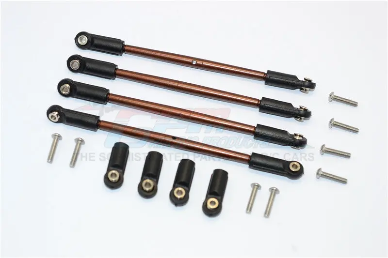 Traxxas E-Revo Brushless / Summit / Revo / Revo 3.3 Spring Steel Front/Rear Anti-Clockwise Thread Link Rod - 4Pcs Set Original Color 1