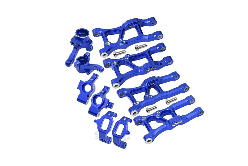 Traxxas Ford Gt 4-Tec 2.0 (83056-4) Aluminum Front Lower Arms, Rear Lower Arms, Front+Rear Knuckle Arms, Front C Hubs Combo Packs - 18Pc Set Blue 1