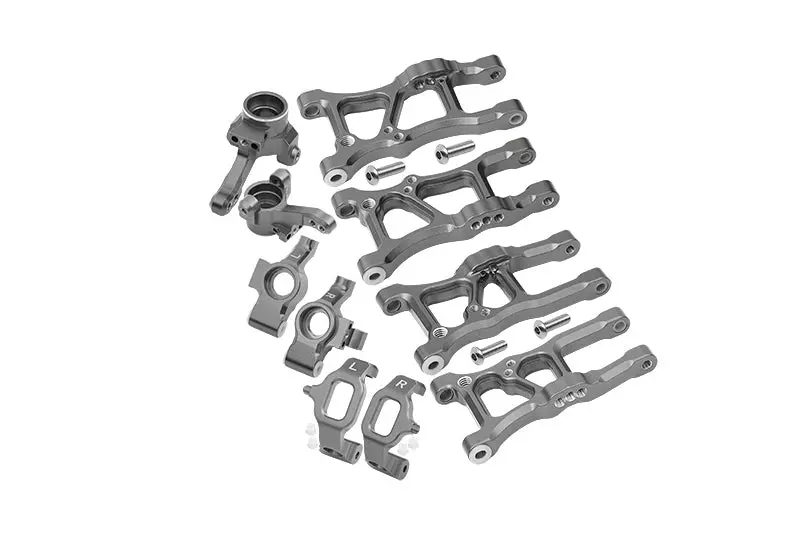 Traxxas Ford Gt 4-Tec 2.0 (83056-4) Aluminum Front Lower Arms, Rear Lower Arms, Front+Rear Knuckle Arms, Front C Hubs Combo Packs - 18Pc Set Gray Silver 1