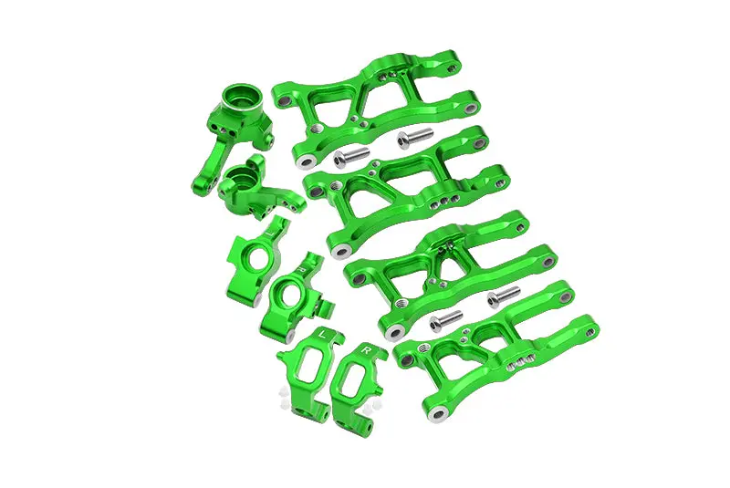 Traxxas Ford Gt 4-Tec 2.0 (83056-4) Aluminum Front Lower Arms, Rear Lower Arms, Front+Rear Knuckle Arms, Front C Hubs Combo Packs - 18Pc Set Green 1