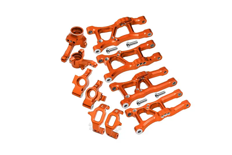 Traxxas Ford Gt 4-Tec 2.0 (83056-4) Aluminum Front Lower Arms, Rear Lower Arms, Front+Rear Knuckle Arms, Front C Hubs Combo Packs - 18Pc Set Orange 1