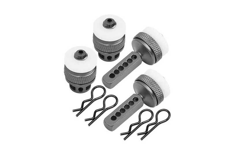 Traxxas Ford Gt 4-Tec 2.0 (83056-4) Aluminum Front & Rear Magnetic Body Mount - 4Pc Set Gray Silver 1