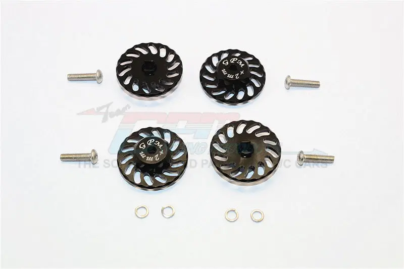 Traxxas Latrax Sst & Latrax Teton Aluminum Wheel Hex Adapter +2Mm With Brake Disk - 4Pcs Set Black 1
