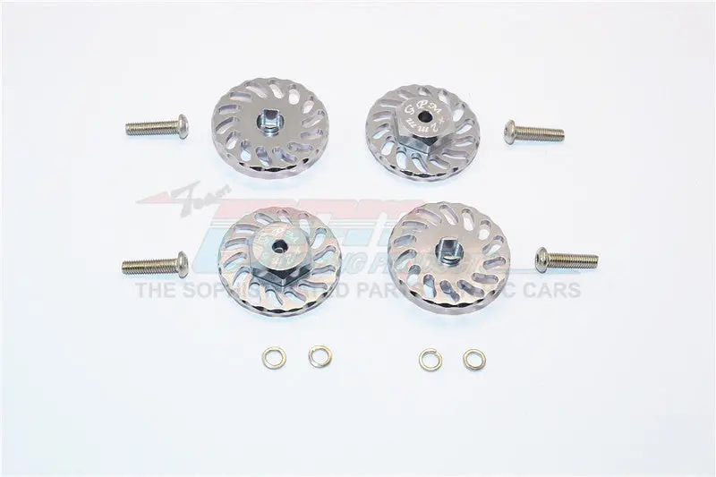 Traxxas Latrax Sst & Latrax Teton Aluminum Wheel Hex Adapter +2Mm With Brake Disk - 4Pcs Set Gray Silver 1