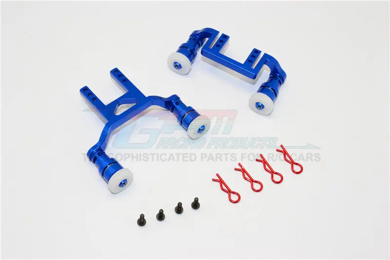 Traxxas Latrax Teton Aluminum Front+Rear Body Mount & Magnet Post - 1 Set Blue 1