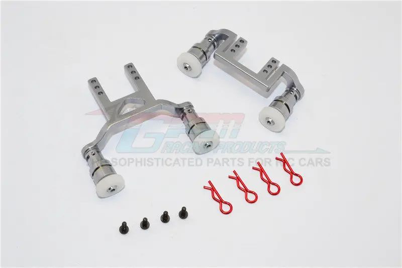 Traxxas Latrax Teton Aluminum Front+Rear Body Mount & Magnet Post - 1 Set Gray Silver 1