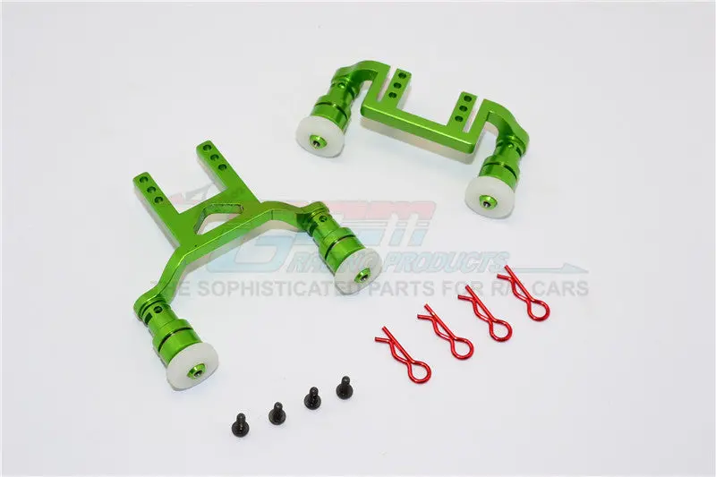 Traxxas Latrax Teton Aluminum Front+Rear Body Mount & Magnet Post - 1 Set Green 1