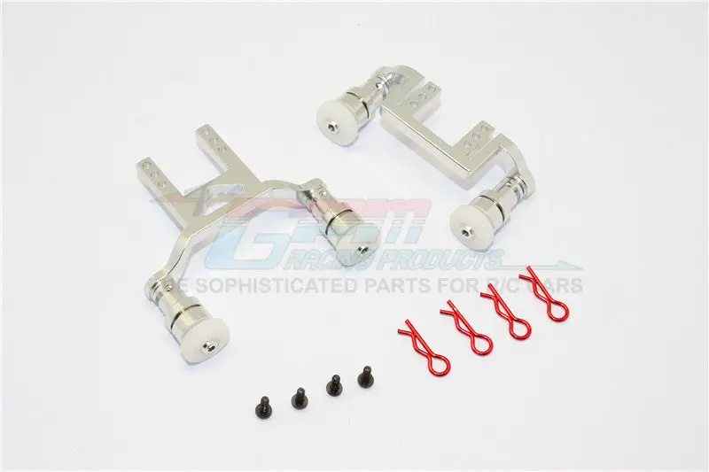 Traxxas Latrax Teton Aluminum Front+Rear Body Mount & Magnet Post - 1 Set Silver 1