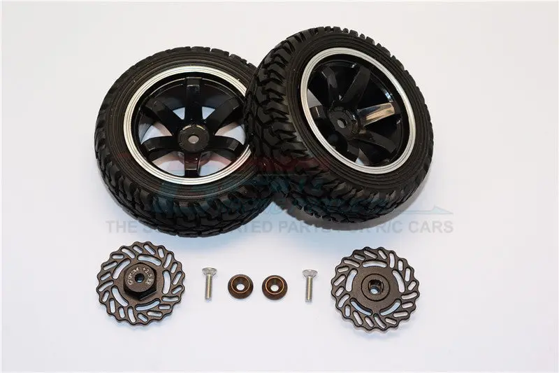 Traxxas Latrax Teton & Latrax Sst Aluminum Brake Disk +2.5Mm Thick With Tires And Wheels - 4Pcs Set Black+Black 1