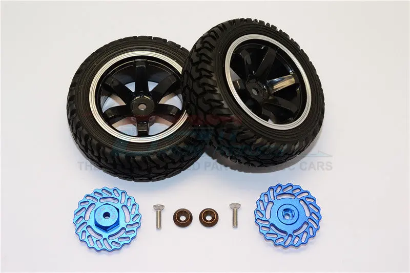 Traxxas Latrax Teton & Latrax Sst Aluminum Brake Disk +2.5Mm Thick With Tires And Wheels - 4Pcs Set Blue+Black 1