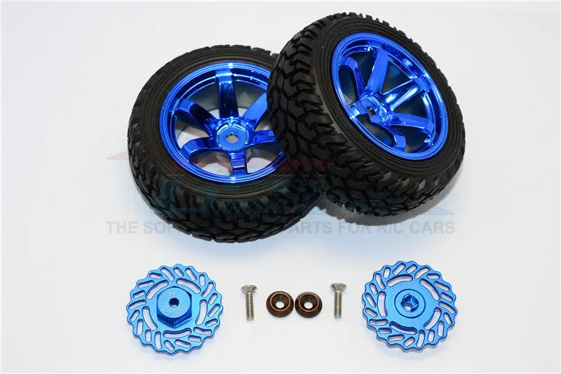 Traxxas Latrax Teton & Latrax Sst Aluminum Brake Disk +2.5Mm Thick With Tires And Wheels - 4Pcs Set Blue+Blue 1