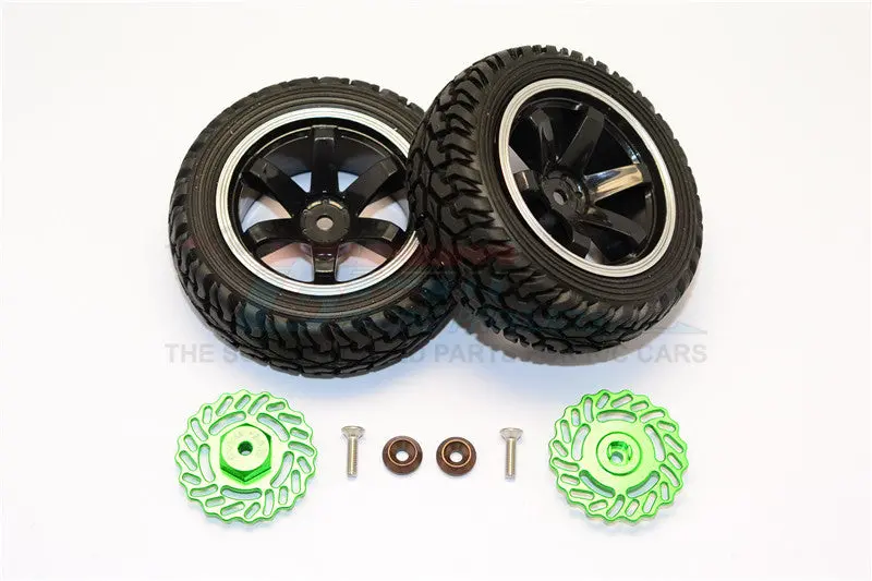 Traxxas Latrax Teton & Latrax Sst Aluminum Brake Disk +2.5Mm Thick With Tires And Wheels - 4Pcs Set Green+Black 1