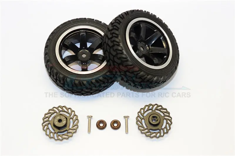 Traxxas Latrax Teton & Latrax Sst Aluminum Brake Disk +5.5Mm Thick With Tires And Wheels - 4Pcs Set Black+Black 1
