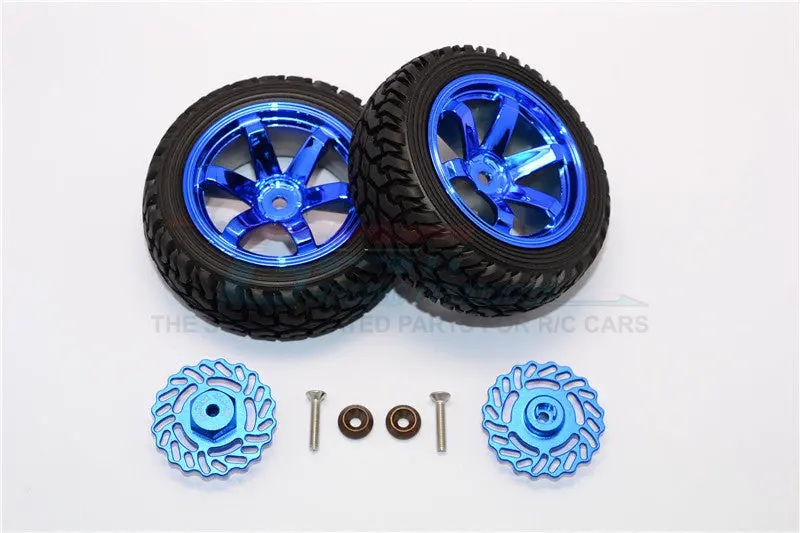 Traxxas Latrax Teton & Latrax Sst Aluminum Brake Disk +5.5Mm Thick With Tires And Wheels - 4Pcs Set Blue+Blue 1