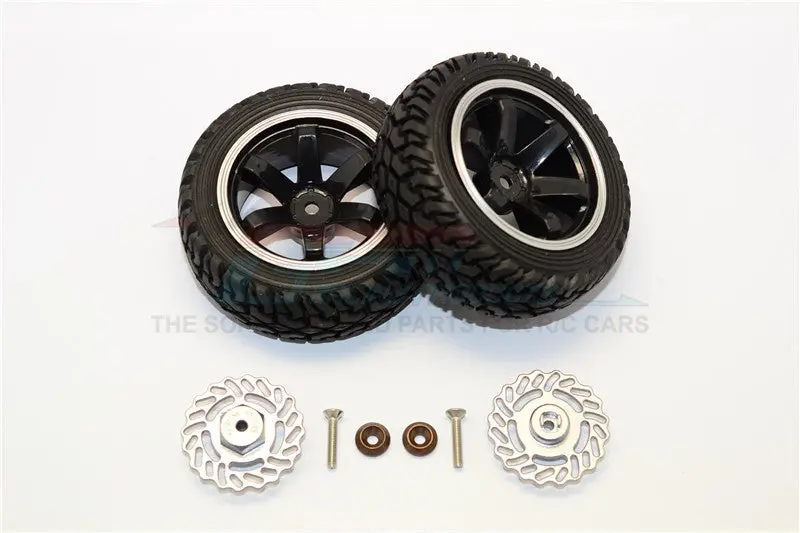 Traxxas Latrax Teton & Latrax Sst Aluminum Brake Disk +5.5Mm Thick With Tires And Wheels - 4Pcs Set Gray+Black 1
