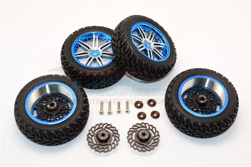 Traxxas Latrax Teton & Latrax Sst Aluminum Front +2.5Mm, Rear +5.5Mm Brake Disk + Wheels & Tires - 2Prs Set Black 1