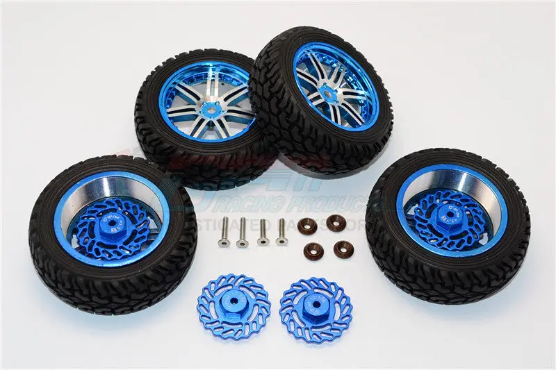 Traxxas Latrax Teton & Latrax Sst Aluminum Front +2.5Mm, Rear +5.5Mm Brake Disk + Wheels & Tires - 2Prs Set Blue 1