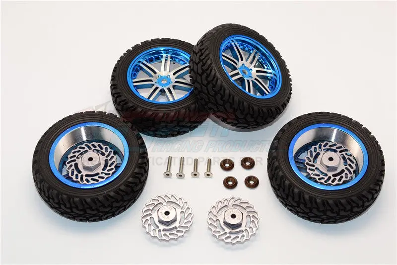 Traxxas Latrax Teton & Latrax Sst Aluminum Front +2.5Mm, Rear +5.5Mm Brake Disk + Wheels & Tires - 2Prs Set Gray Silver 1