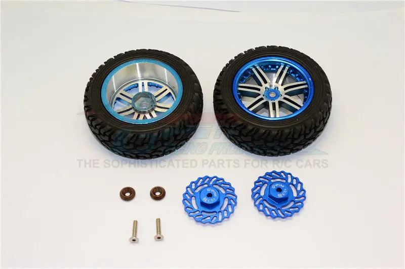 Traxxas Latrax Teton & Latrax Sst Aluminum Front Brake Disk +2.5Mm Thick With Wheels & Tires - 1Pr Set Blue 1