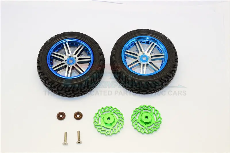 Traxxas Latrax Teton & Latrax Sst Aluminum Front Brake Disk +2.5Mm Thick With Wheels & Tires - 1Pr Set Green 1