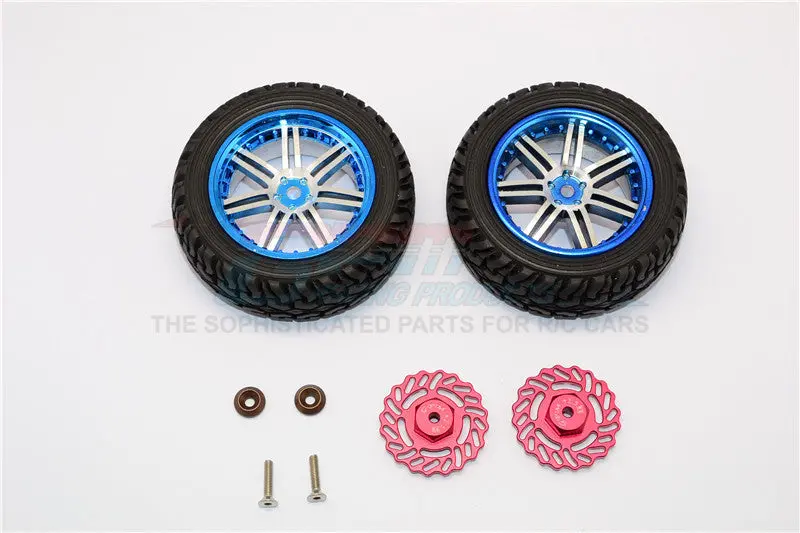 Traxxas Latrax Teton & Latrax Sst Aluminum Front Brake Disk +2.5Mm Thick With Wheels & Tires - 1Pr Set Red 1
