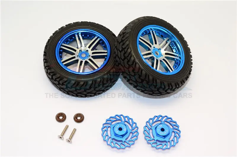 Traxxas Latrax Teton & Latrax Sst Aluminum Rear Brake Disk +5.5Mm Thick With Wheels & Tires - 1Pr Set Blue 1