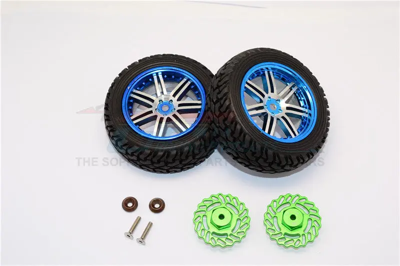 Traxxas Latrax Teton & Latrax Sst Aluminum Rear Brake Disk +5.5Mm Thick With Wheels & Tires - 1Pr Set Green 1