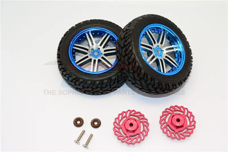 Traxxas Latrax Teton & Latrax Sst Aluminum Rear Brake Disk +5.5Mm Thick With Wheels & Tires - 1Pr Set Red 1