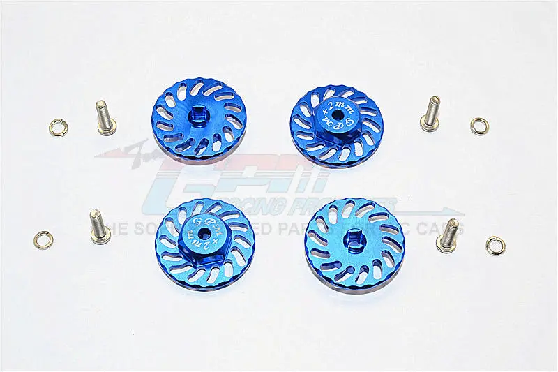 Traxxas Latrax Teton & Latrax Sst Aluminum Wheel Hex Adapter +2Mm With Brake Disk - 4Pcs Set Blue 1