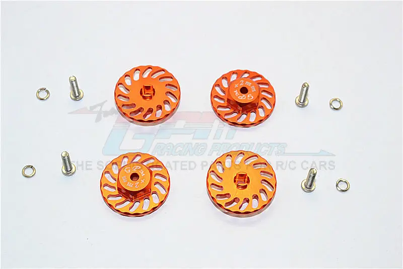 Traxxas Latrax Teton & Latrax Sst Aluminum Wheel Hex Adapter +2Mm With Brake Disk - 4Pcs Set Orange 1