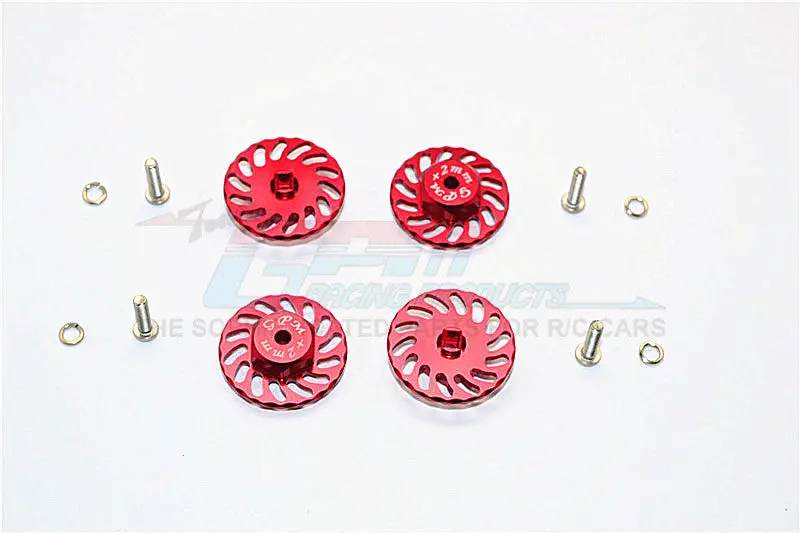 Traxxas Latrax Teton & Latrax Sst Aluminum Wheel Hex Adapter +2Mm With Brake Disk - 4Pcs Set Red 1