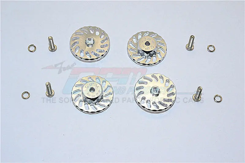 Traxxas Latrax Teton & Latrax Sst Aluminum Wheel Hex Adapter +2Mm With Brake Disk - 4Pcs Set Silver 1