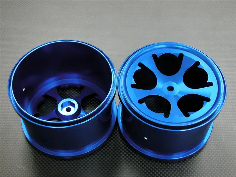 Traxxas Revo Aluminum Front/Rear Rims (5 Flowers) - 1Pr Blue 1