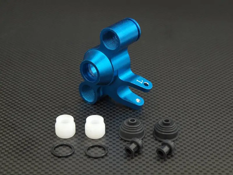 Traxxas Revo Aluminum Front / Rear Steering Block With Delrin Screws + Dust-Proof Hat + Plastic O-Rings - 1 Pc Set (For Left Side) Blue 1