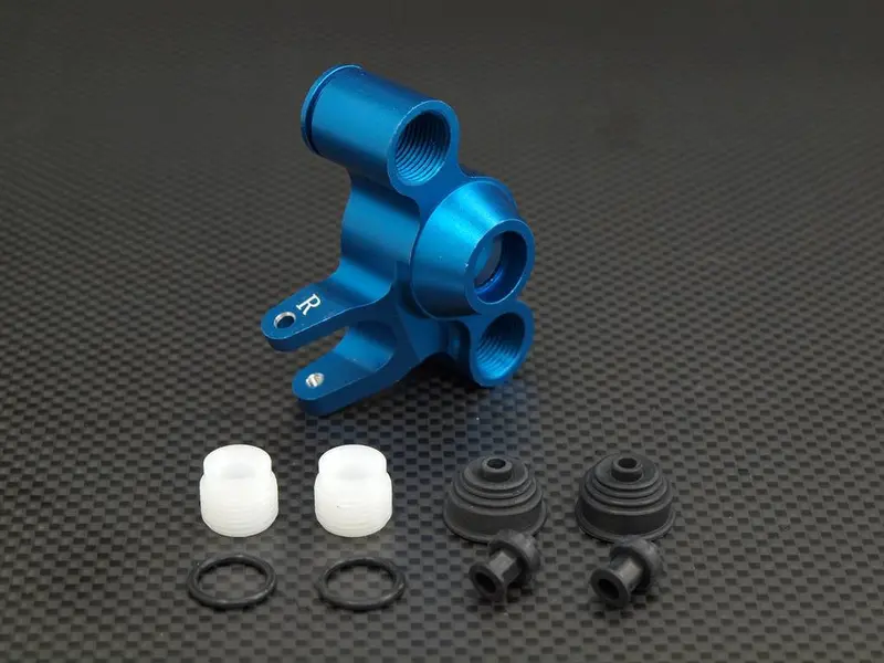 Traxxas Revo Aluminum Front / Rear Steering Block With Delrin Screws + Dust-Proof Hat + Plastic O-Rings - 1 Pc Set (For Right Side) Blue 1