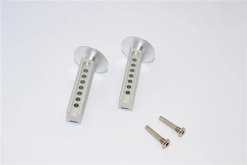 Traxxas Revo, Revo 3.3 Aluminum Front Body Posts With Screws - 1Pr Set Silver 1