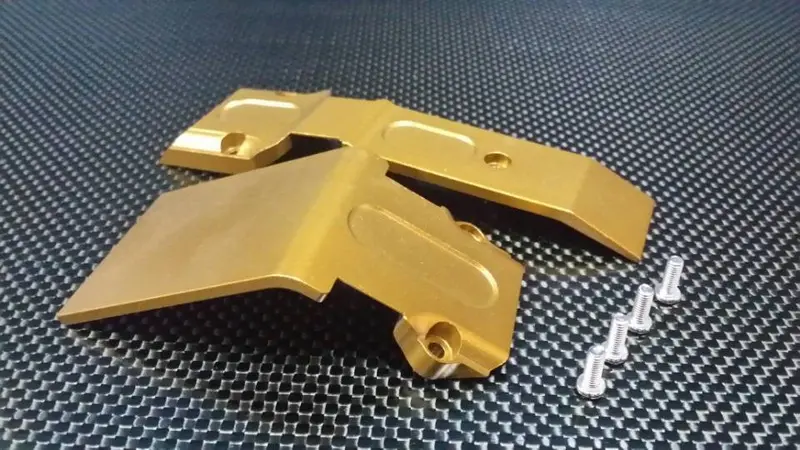 Traxxas Revo, Revo 3.3 Aluminum Front Skid Plate With Screws- 2 Pcs Set Golden Black 1