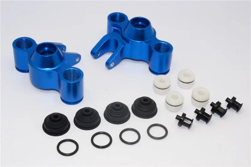 Traxxas Revo, Revo 3.3, E-Revo Aluminum Front / Rear Steering Block With Delrin Screws + Dust-Proof Hat + Plastic O-Rings - 1 Pr Set Blue 1
