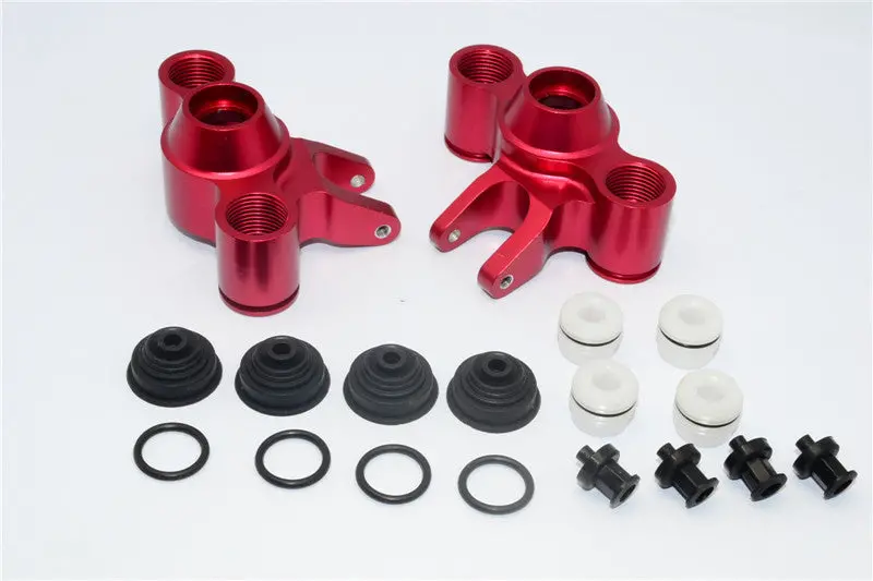 Traxxas Revo, Revo 3.3, E-Revo Aluminum Front / Rear Steering Block With Delrin Screws + Dust-Proof Hat + Plastic O-Rings - 1 Pr Set Red 1