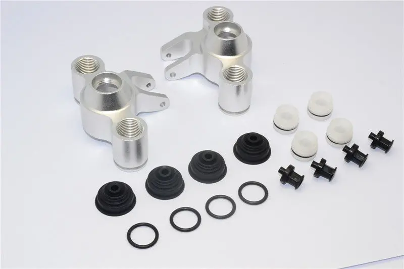 Traxxas Revo, Revo 3.3, E-Revo Aluminum Front / Rear Steering Block With Delrin Screws + Dust-Proof Hat + Plastic O-Rings - 1 Pr Set Silver 1