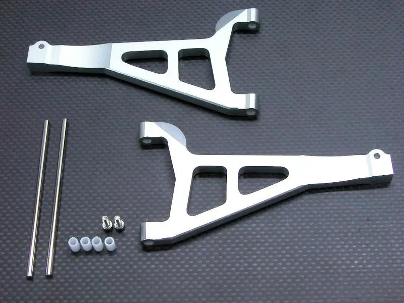 Traxxas Revo, Revo 3.3, E-Revo Aluminum Front Upper Arm (Sandwich Design With Screws+Pins+Delrin Collars) - 1Pr Set Silver 1