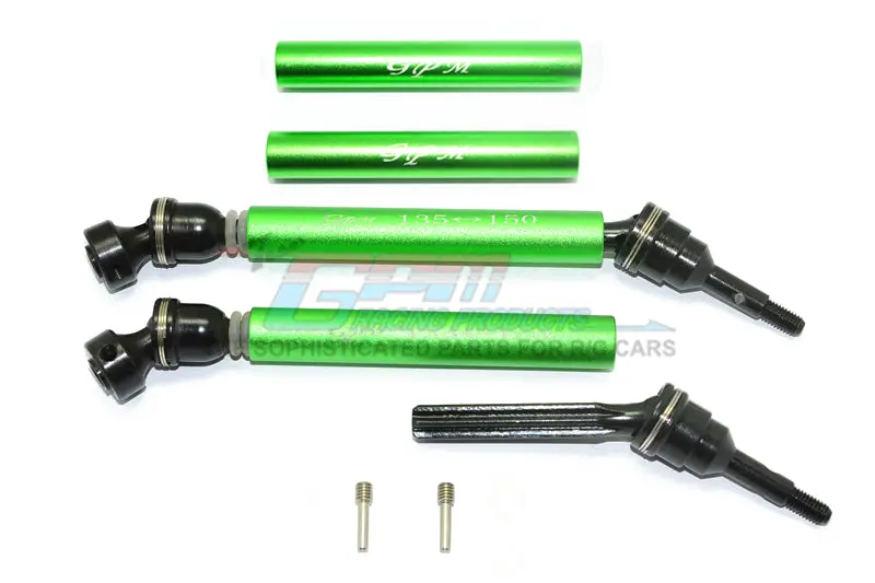 Traxxas Revo Steel+Aluminum Front/Rear Universal Swing Shaft With Washers & Wheel Hubs - 1Pr Set Green 1
