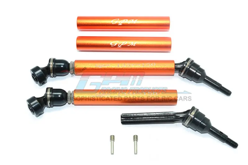 Traxxas Revo Steel+Aluminum Front/Rear Universal Swing Shaft With Washers & Wheel Hubs - 1Pr Set Orange 1