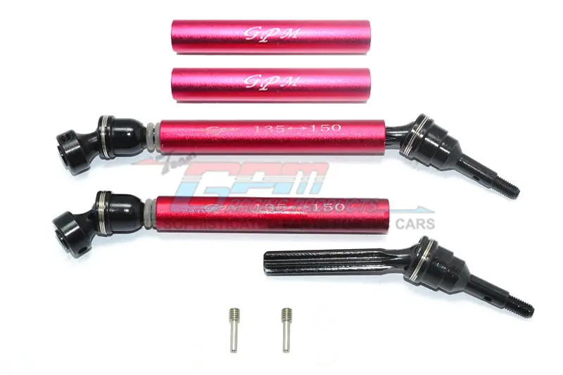 Traxxas Revo Steel+Aluminum Front/Rear Universal Swing Shaft With Washers & Wheel Hubs - 1Pr Set Red 1