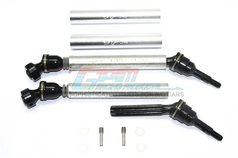 Traxxas Revo / Summit / E-Revo  Steel+Aluminum Front/Rear Universal Swing Shaft With Washers & Wheel Hubs - 1Pr Set Silver 1
