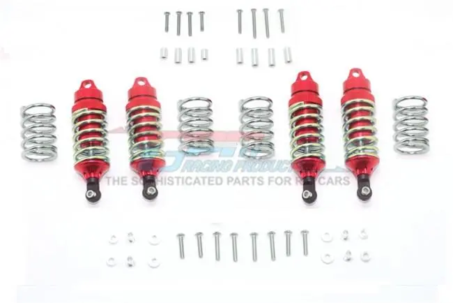 Traxxas Rustler 4X4 Vxl (67076-4) Aluminum Front + Rear Shocks (Low Center Of Gravity Version) - 4Pc Set Red 1