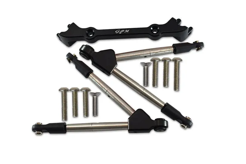 Traxxas Rustler 4X4 Vxl (67076-4) Aluminum Front Tie Rods With Stabilizer For C Hub - 11Pc Set Black 1
